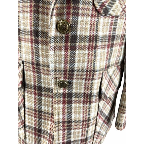 1970s plaid sports coat brown rust wool two button Size 40 - Picture 7 of 10